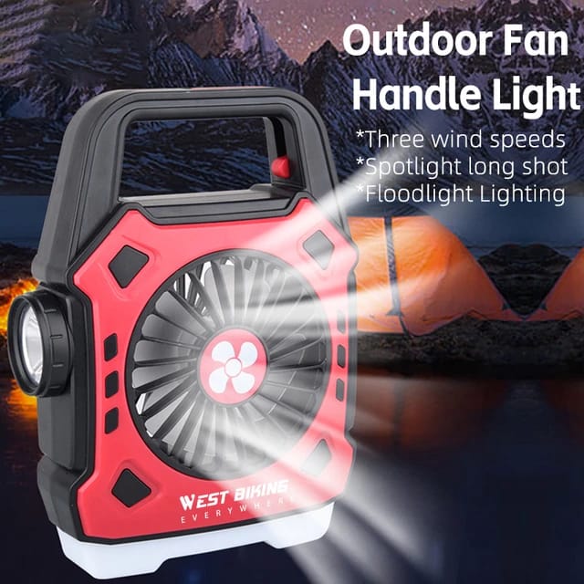 Rechargeable Hangable Fan With LED Light & Power Bank, Best For Camping