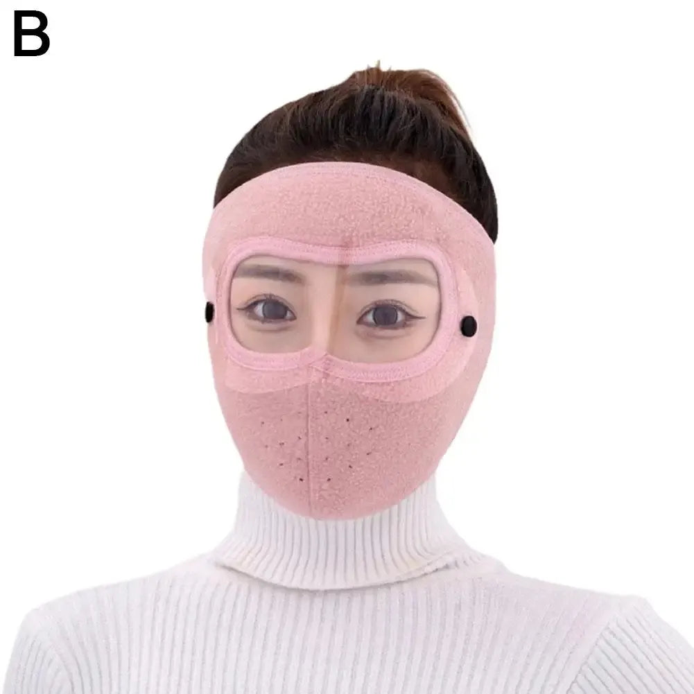 Winter Warm Mask Face Shield with HD Anti-fog Goggles