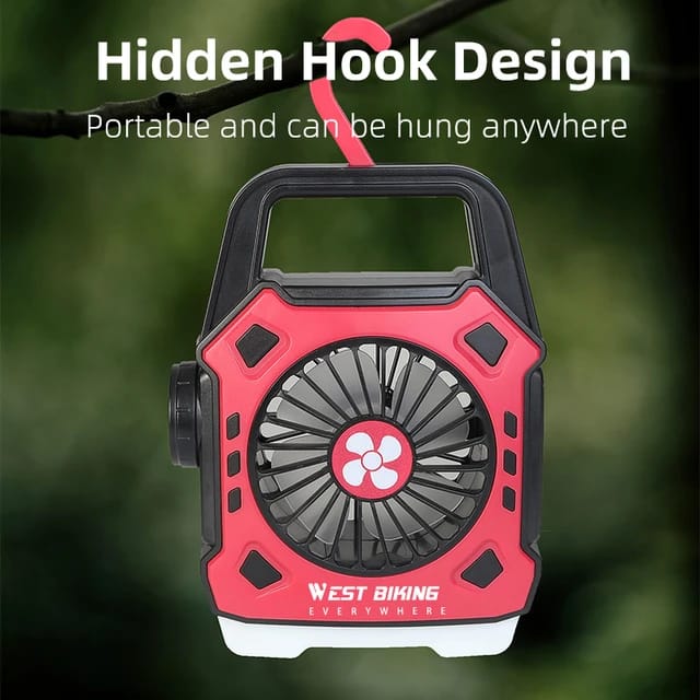 Rechargeable Hangable Fan With LED Light & Power Bank, Best For Camping