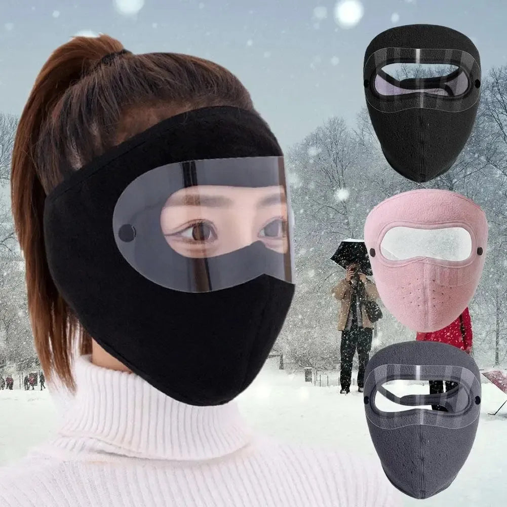 Winter Warm Mask Face Shield with HD Anti-fog Goggles