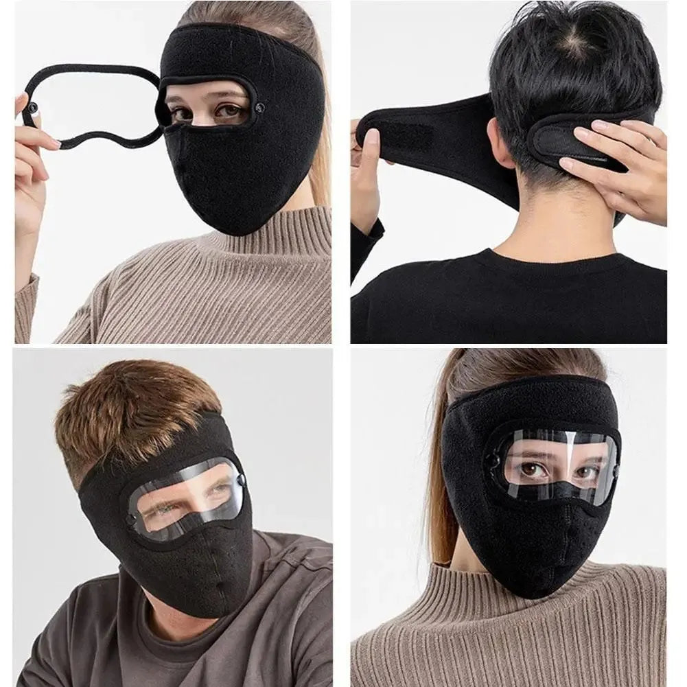 Winter Warm Mask Face Shield with HD Anti-fog Goggles